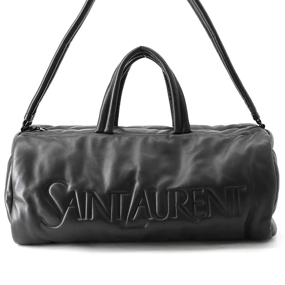 Saint Laurent Paris Boston Bag Wide Puffer Lambskin Black
